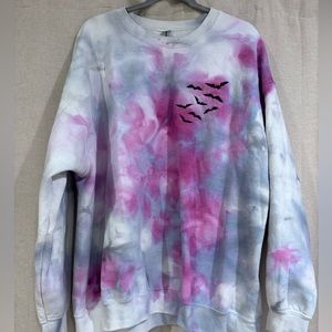 Tye Dye Embroidered Halloween Crew Neck